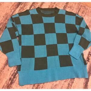 Oversized Sweater Large Checkered Print